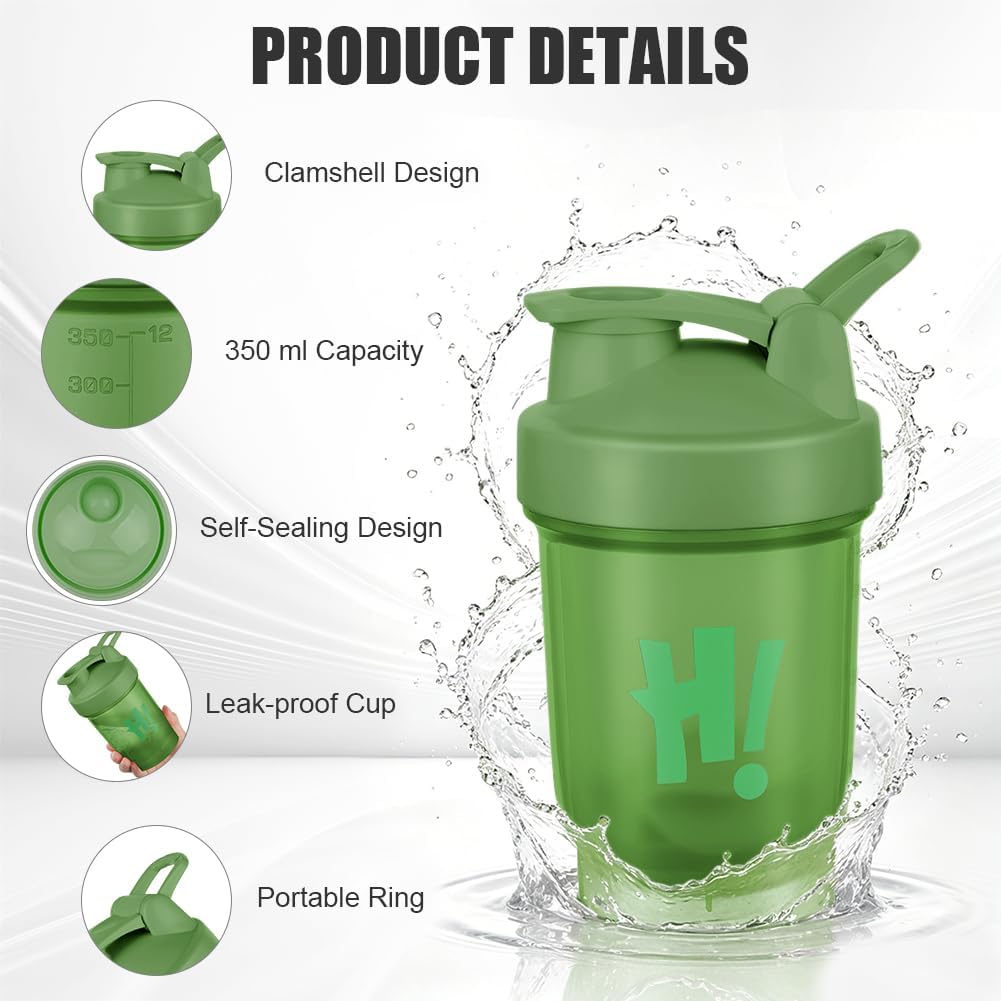 Detalle de AOOWU 5672184 Protein Shaker 2-Pack, 450 ml with Measuring Scale