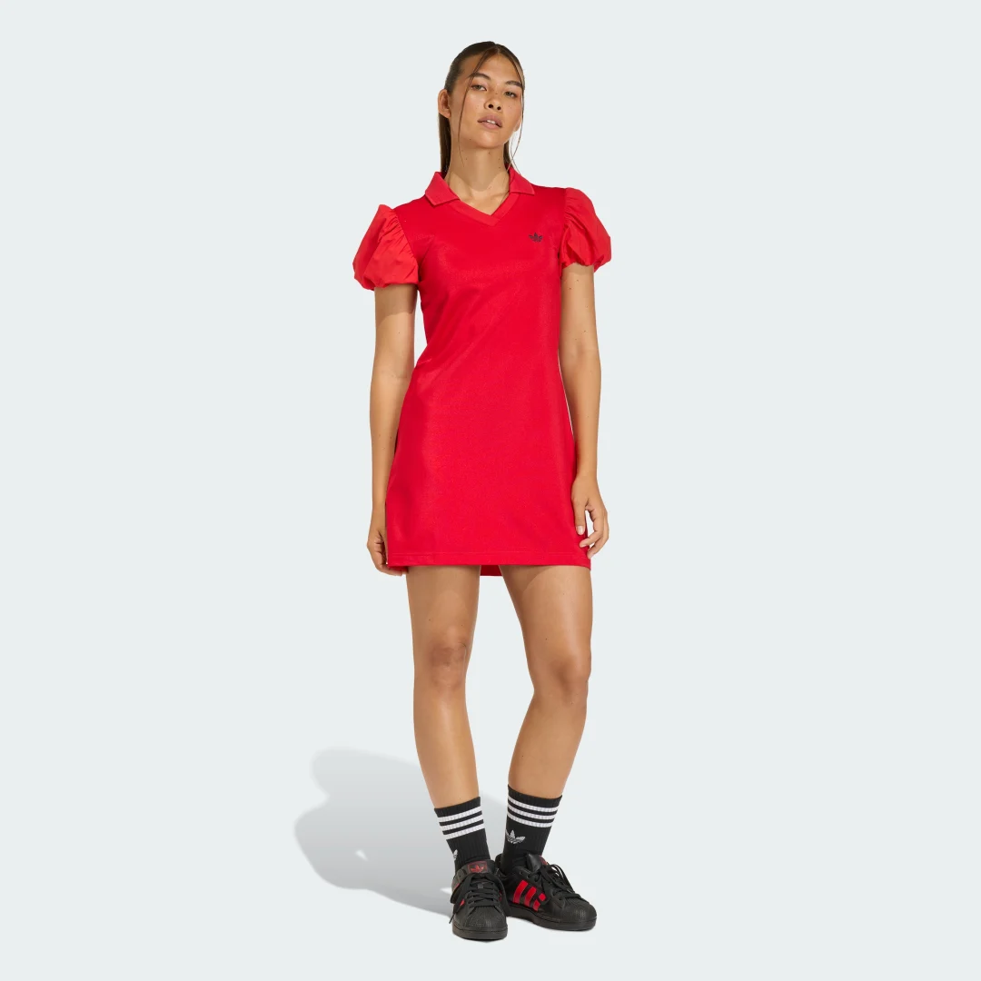 Detalle de Vestido con mangas abullonadas de Adidas – Rojo