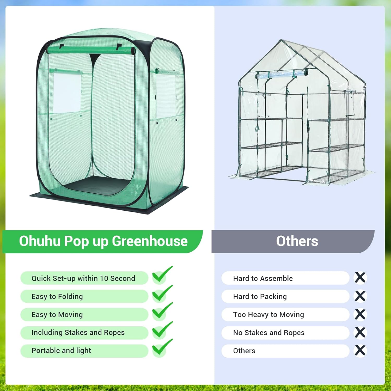 Detalle de Ohuhu Serra pop-up per pomodori: serra resistente e versatile, 122 × 122 × 162 cm