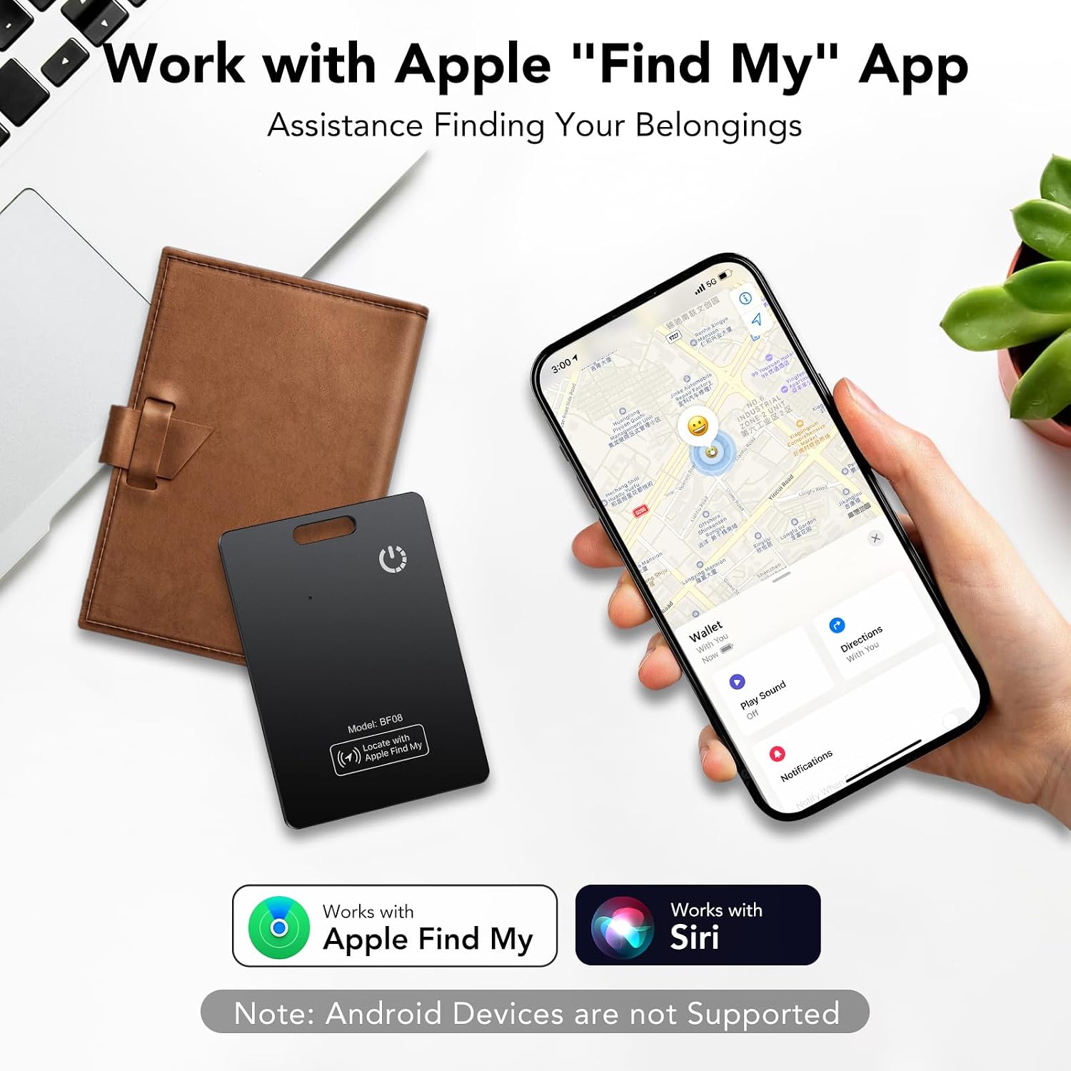 Thumbnail 1 de CASCHO Wallet Tracker Carte – Carte localisateur MFi certifiée, MagSafe, IP68 et Find My pour iOS