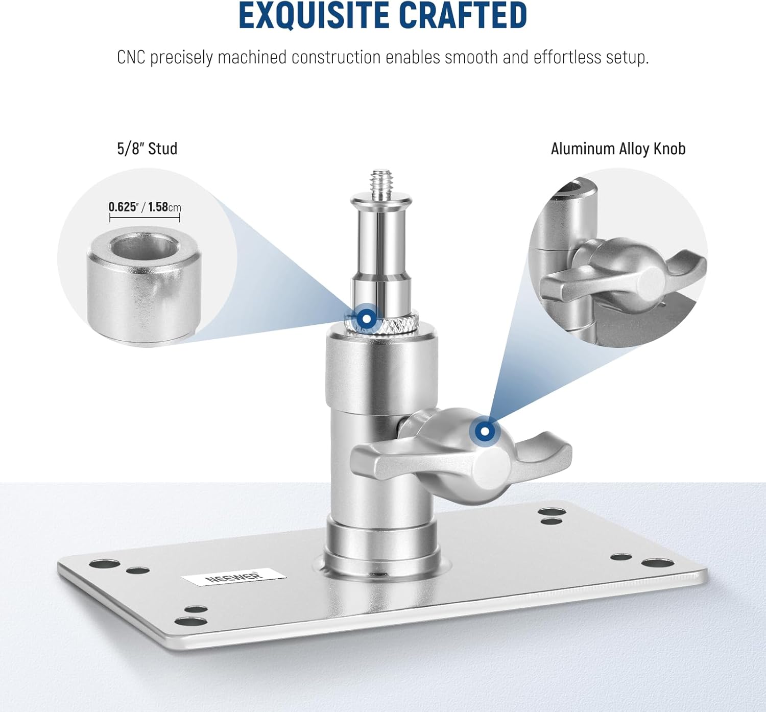Detalle 2 de Neewer ST-WM1 3.34 inch wall/ceiling mount with 5/8" baby pin receiver and 1/4" thread