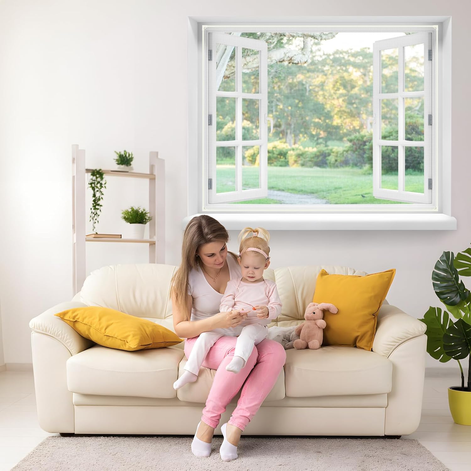 Thumbnail 2 de Fly Screens for Windows: White Magnetic Window Screen (150x180 cm) with Easy DIY Installation