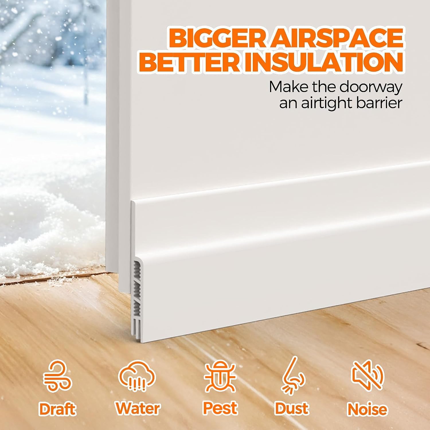 Detalle 2 de Holikme 8541850979 41-Inch Door Draft Stopper, White Silicone Seal
