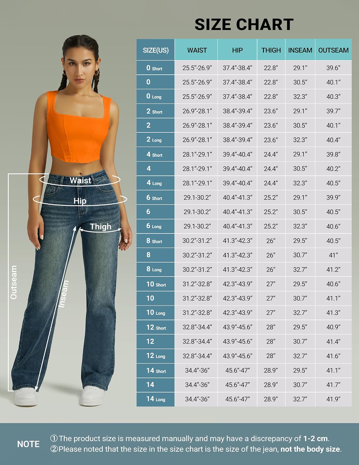 Detalle 2 de FUNUCA Straight Leg Jeans for Women, High-Rise Wide-Leg Stretch Denim