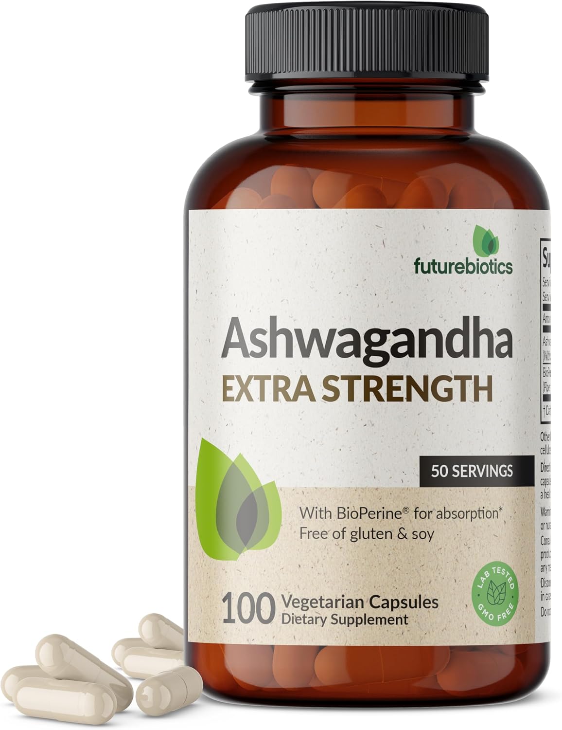 Detalle de Futurebiotics FB860-100 Extra Strength Ashwagandha, 100 Capsules with BioPerine