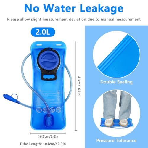 Detalle de flintronic Poche Hydratation 2L – réservoir d'eau sans BPA pour randonnée et vélo
