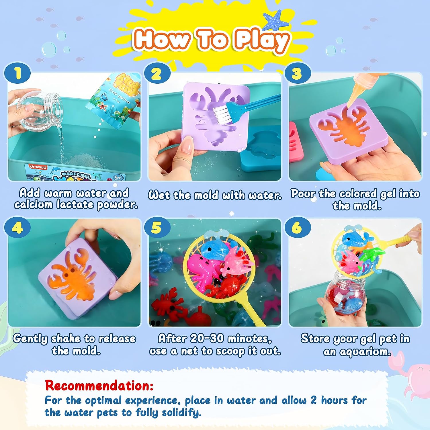 Detalle 2 de URMYWO Magic Water Gel Toy Kit – DIY 3D Wasser-Gel Formen Set