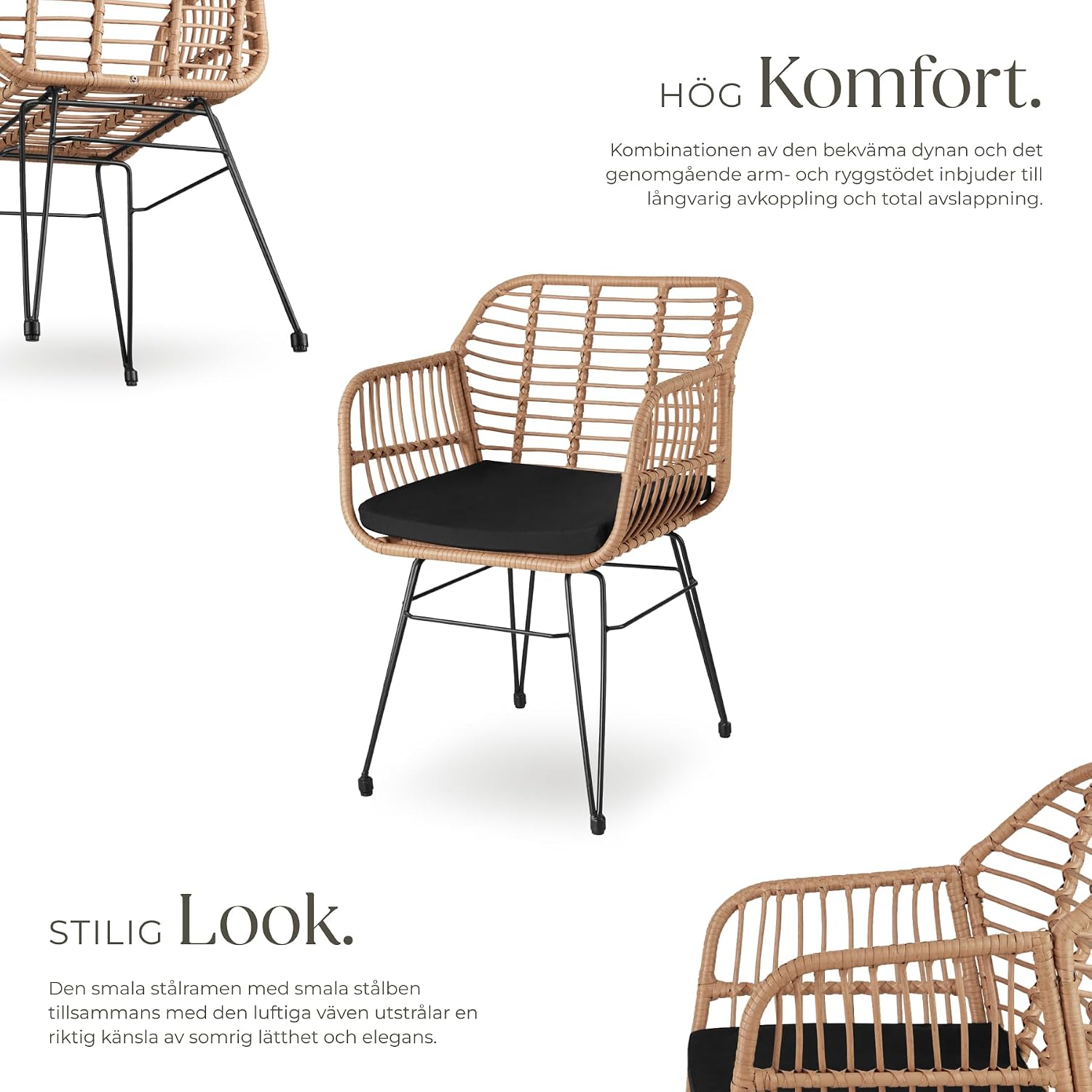 Detalle de tectake 403558-SE caféset i konstrotting med två stolar och bord i glas