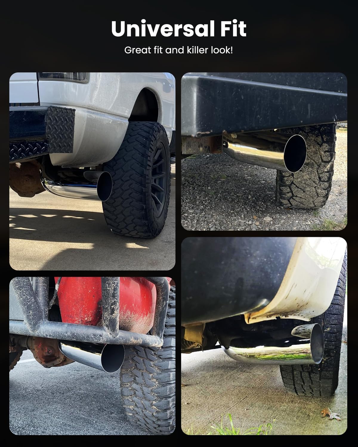 Thumbnail 6 de JY PERFORMANCE 5 Inch ID Diesel Exhaust Tip Elbow — 5" Inlet, 6" Outlet, 23" Long Chrome Turndown with Clamp