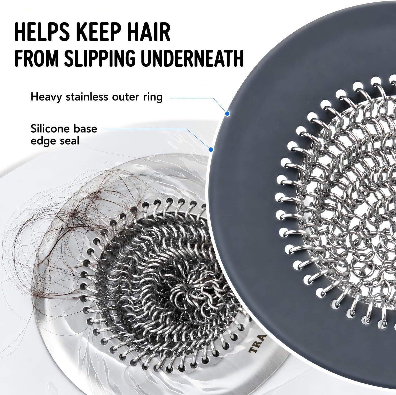 Thumbnail 5 de TRAPMATE XN002 Shower Drain Hair Catcher, 4.4-Inch Reversible Mesh Cover