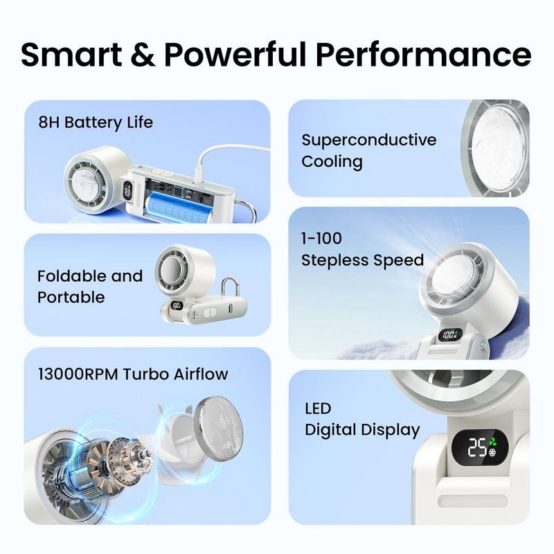 Detalle 2 de Mini Ventilador de Mano Vention PBCH0: frescor portátil con batería integrada