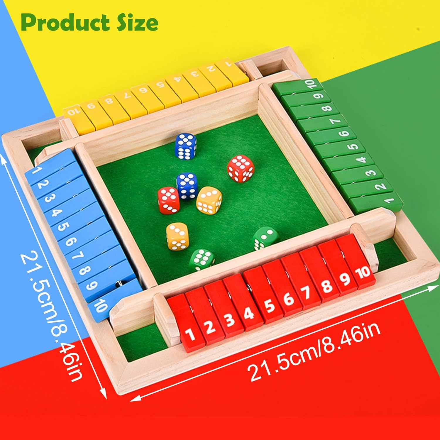 Detalle de Shut the Box Würfelspiel für 4 Spieler