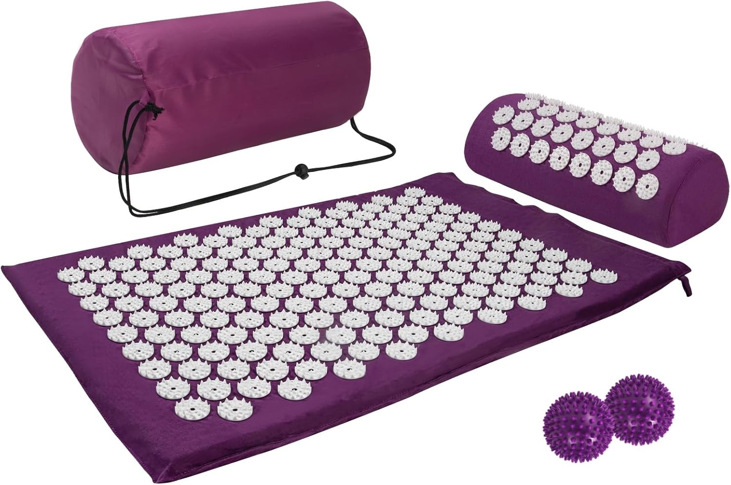 Detalle de CWRFZ Acupressure Mat, Acupuncture Mat & Massage Pillow Set (Purple) with 2 Massage Balls