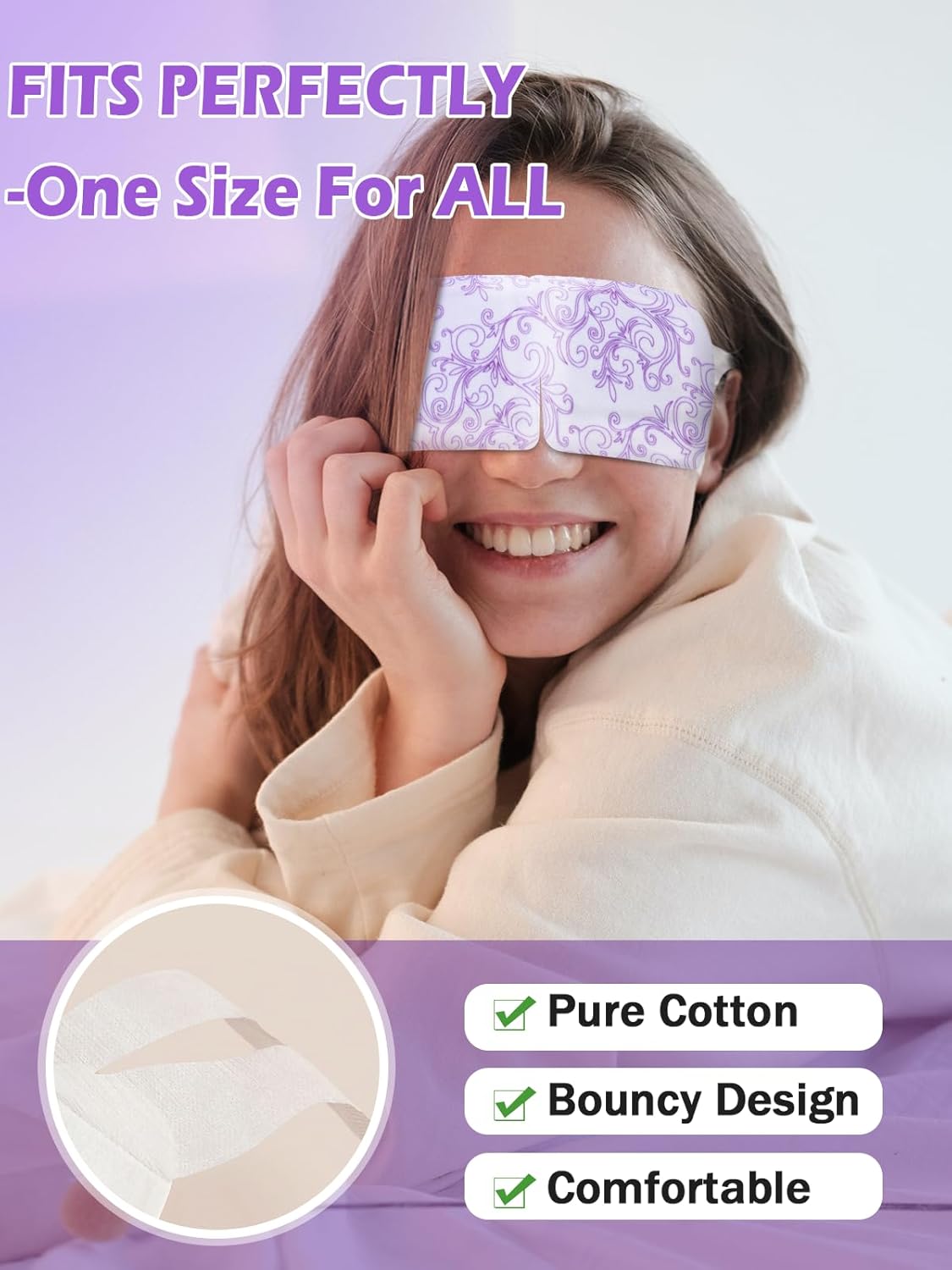 Detalle de Self Heating Lavender Eye Mask (lavender-30) for Dark Circles, Puffiness and Relaxation