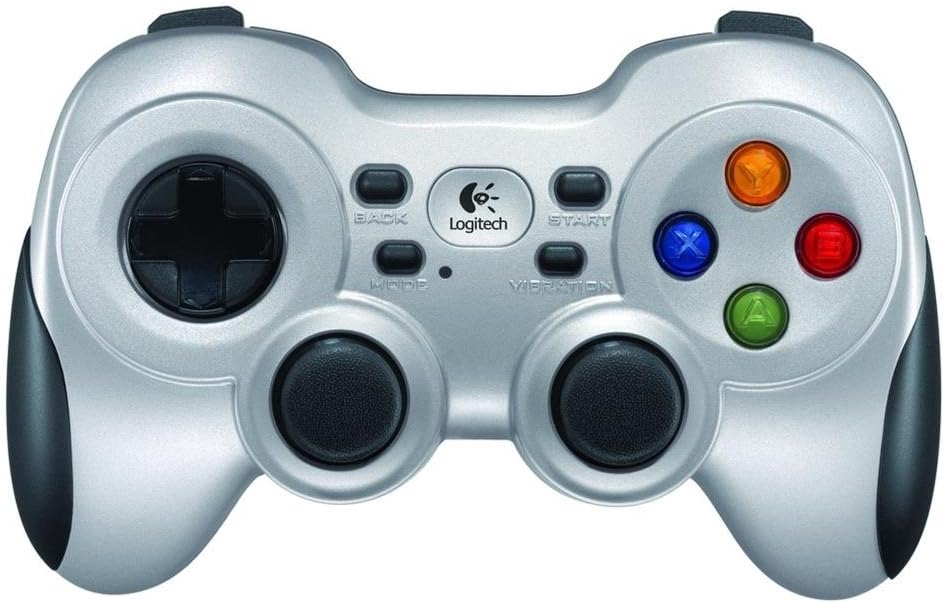 Detalle de Logitech F710 kabelloses Gamepad – 2,4‑GHz-Controller mit Konsolen-Layout, D‑Pad und Dual-Vibration (PC, Grau/Schwarz)