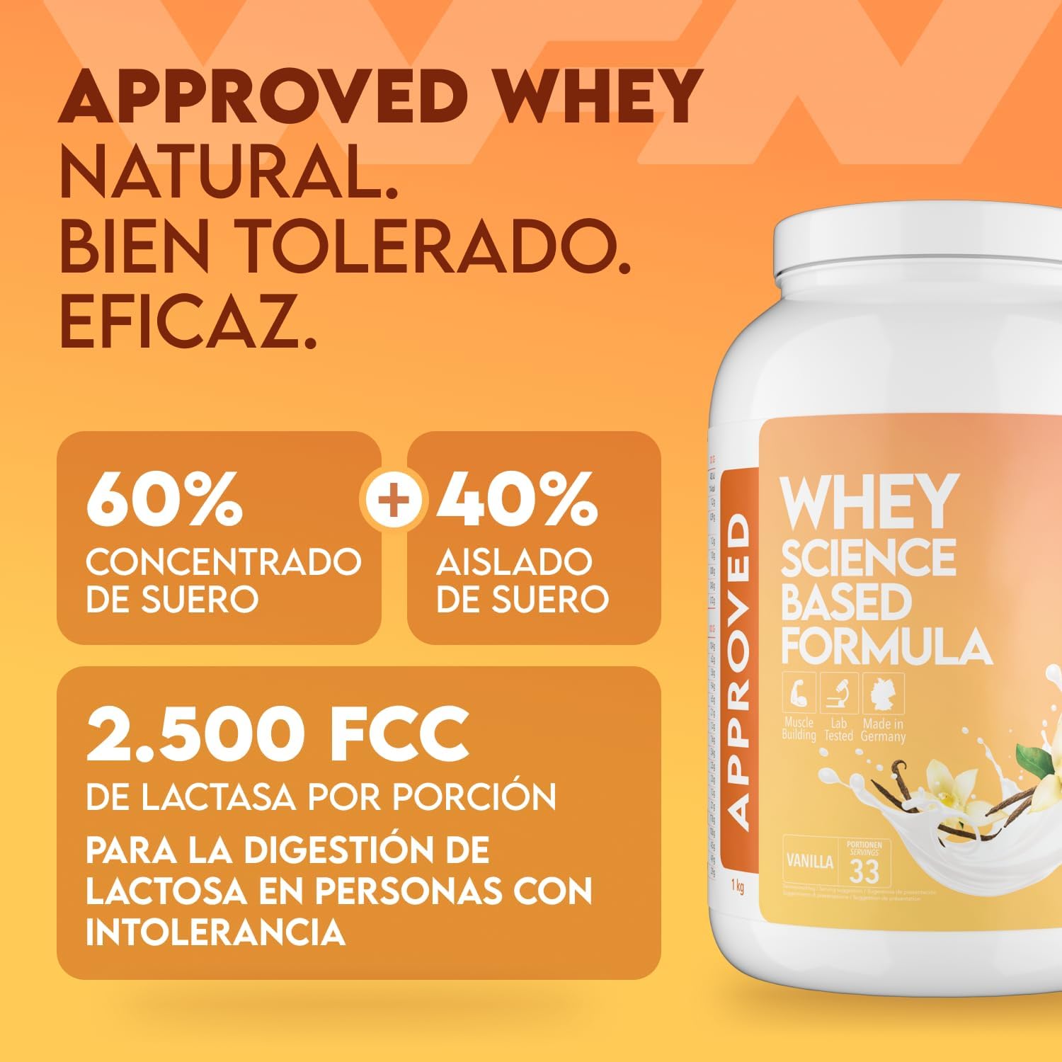 Detalle 2 de WFN Approved Whey Vainilla 1kg 🥤 Proteína en polvo alemana