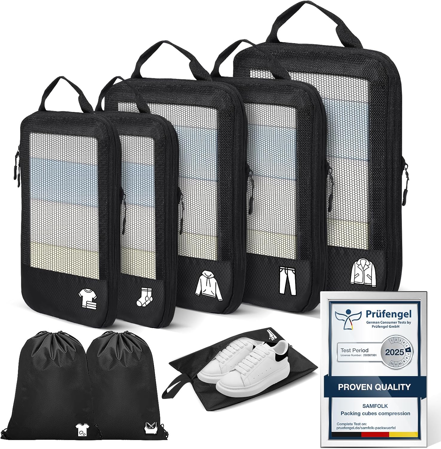 Detalle de Compression Packing Cubes 8‑piece set for travel