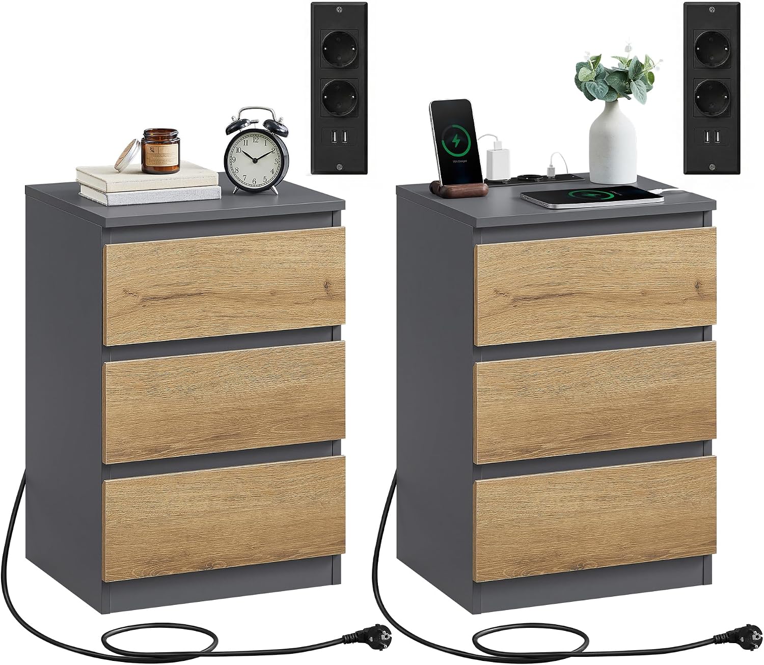 Detalle de VASAGLE Kailyn Collection Nachttisch 2er Set