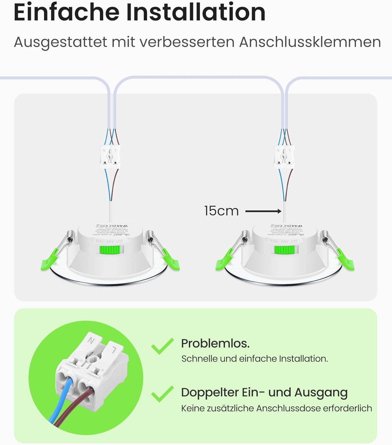 Thumbnail 4 de ALUSSO LED Einbaustrahler 230V Dimmbar – 68 mm, 7W, IP44, 6er Set (Warmweiß/Neutralweiß/Kaltweiß), Chrom