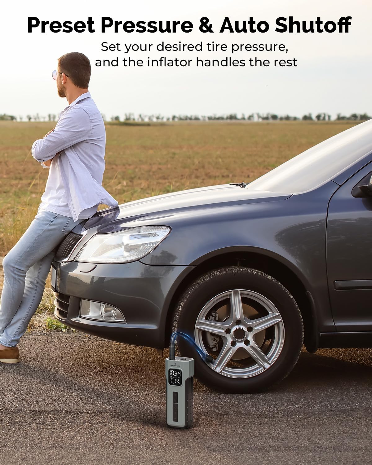Thumbnail 4 de HYVOHEX Tyre Inflator Cordless Compressor: 1 Min Fast Inflation with Rechargeable Battery and LED Light