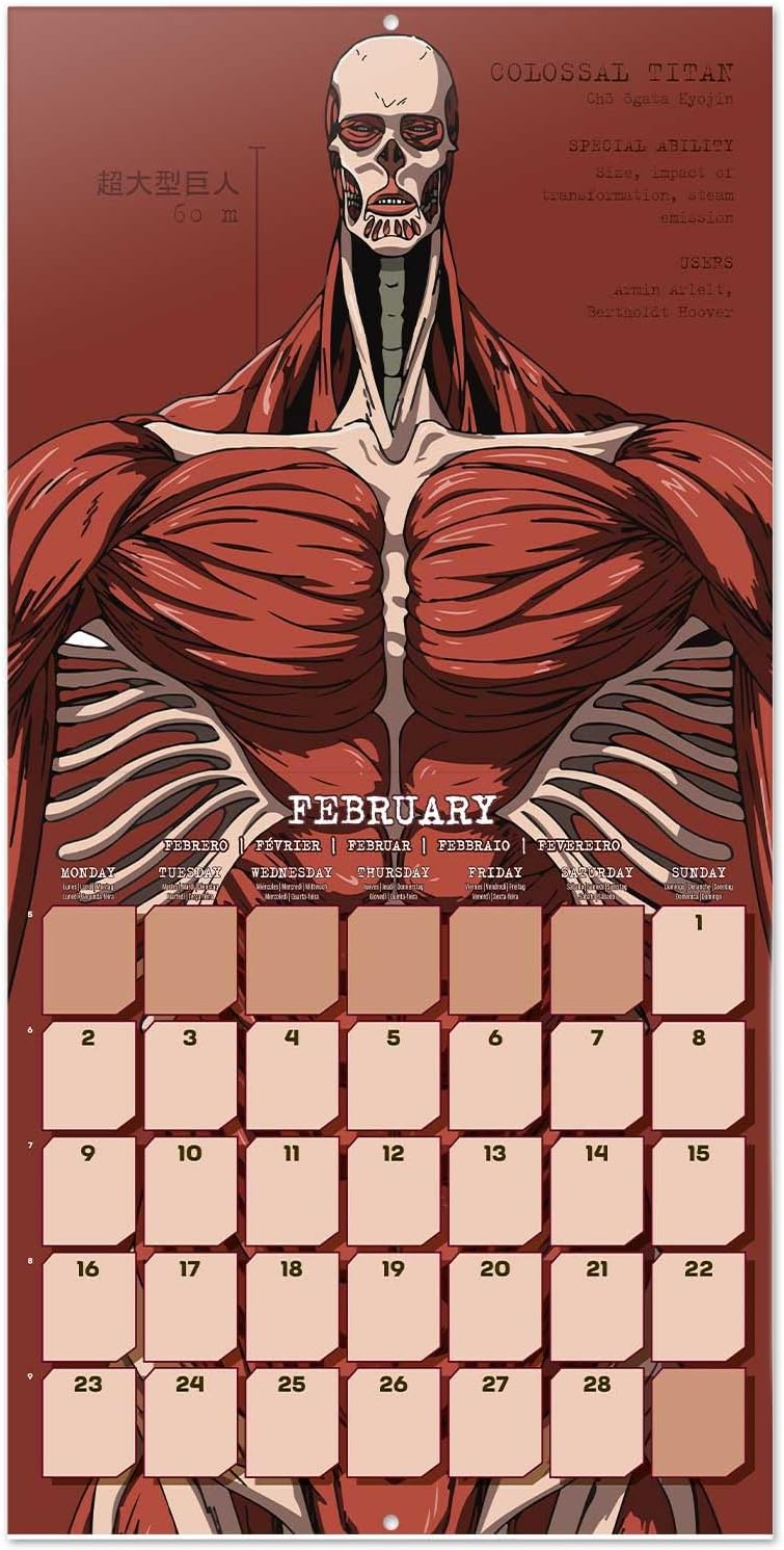 Thumbnail 4 de Grupo Erik Calendario 2026 Attack on Titan mensile 30x30 cm đź“…