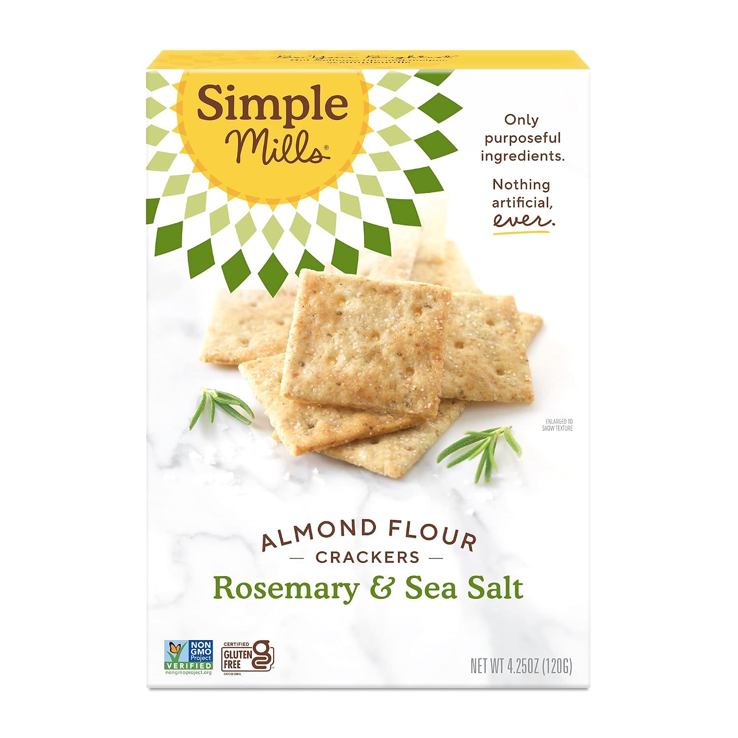 Detalle de Simple Mills 0856069005124 Almond Flour Crackers, Rosemary & Sea Salt