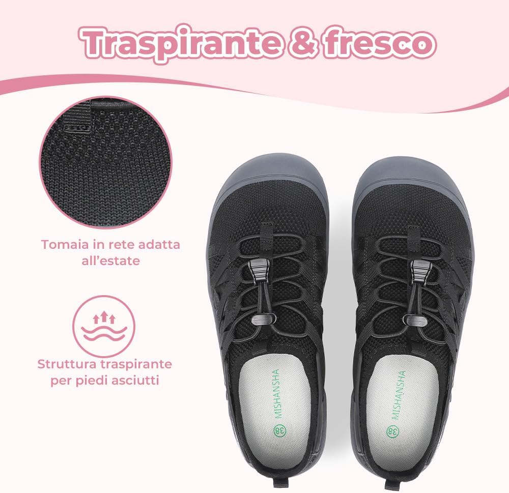 Detalle de Mishansha Sandali da Trekking Donna: traspiranti, antiscivolo e chiusi, taglie 36-42