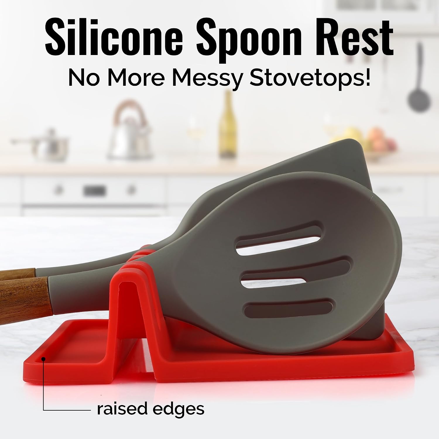 Detalle de Zulay Kitchen Silicone Spoon Rest, Red