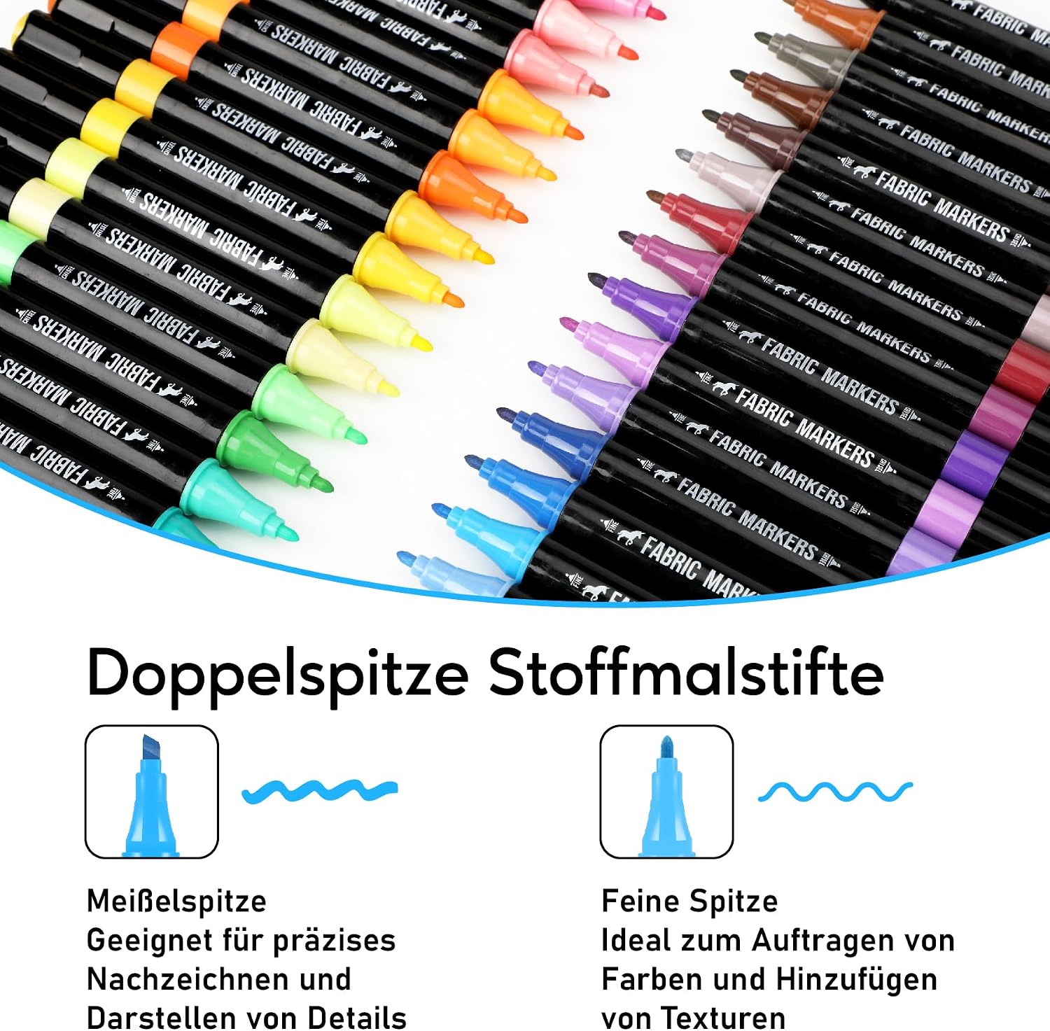 Thumbnail 1 de Pamaker 40 Textilstifte Dual Tip – waschmaschinenfest, permanent & wasserfest für Shirts, Taschen und mehr