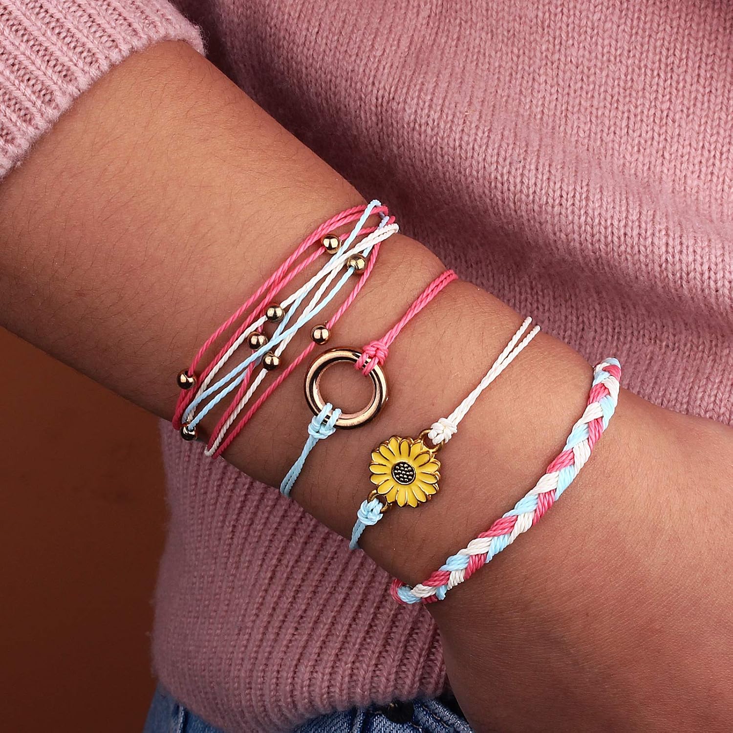 Detalle de Sunflower String Bracelets, Adjustable