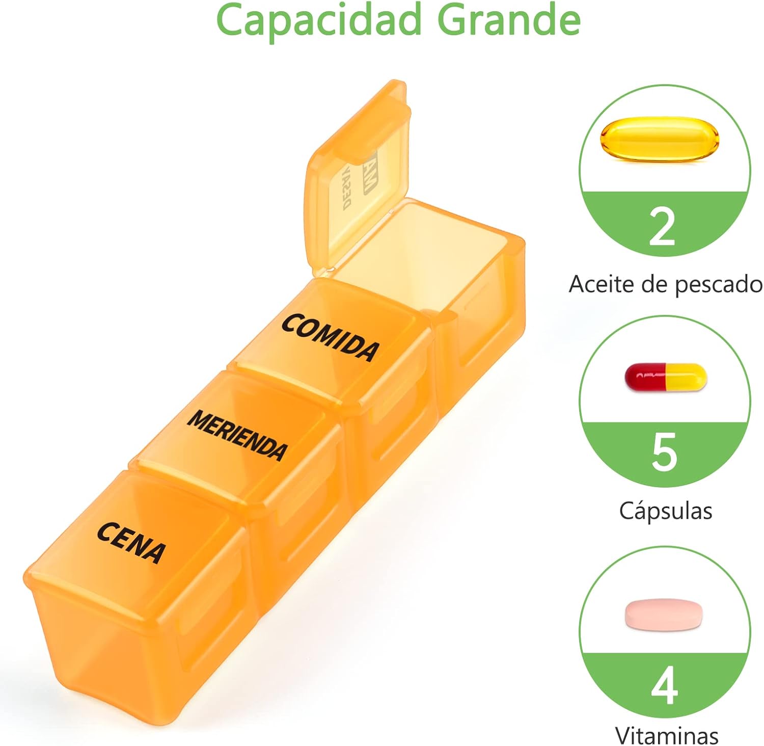 Thumbnail 2 de Pastillero Semanal 4 tomas Español 28 compartimentos