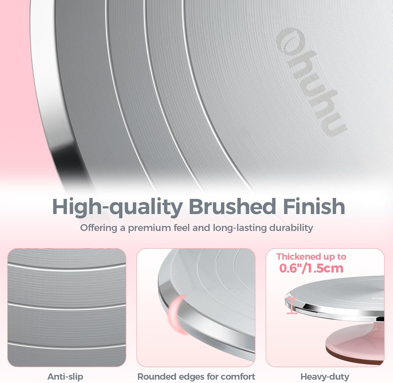 Thumbnail 4 de Ohuhu 12 Inch Aluminium Alloy Cake Turntable with 2 Icing Spatulas & 3 Icing Smoothers