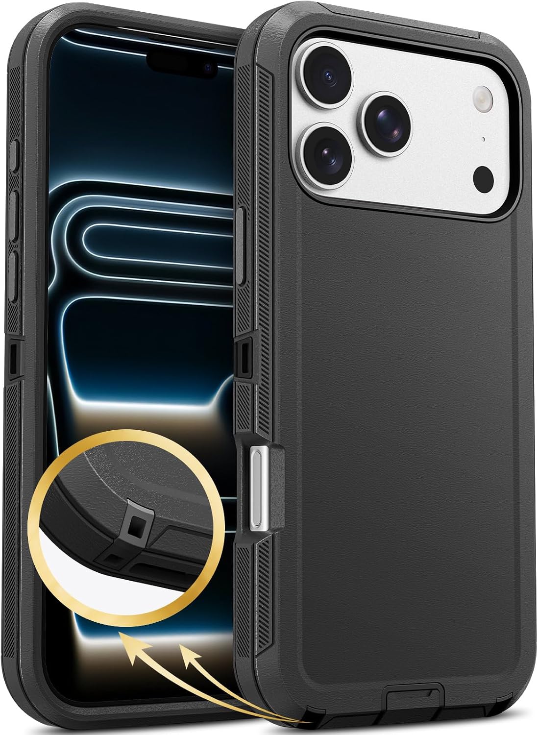 Detalle de Jelanry Shockproof Case for iPhone 17 Pro Max and 18 Pro Max, Black