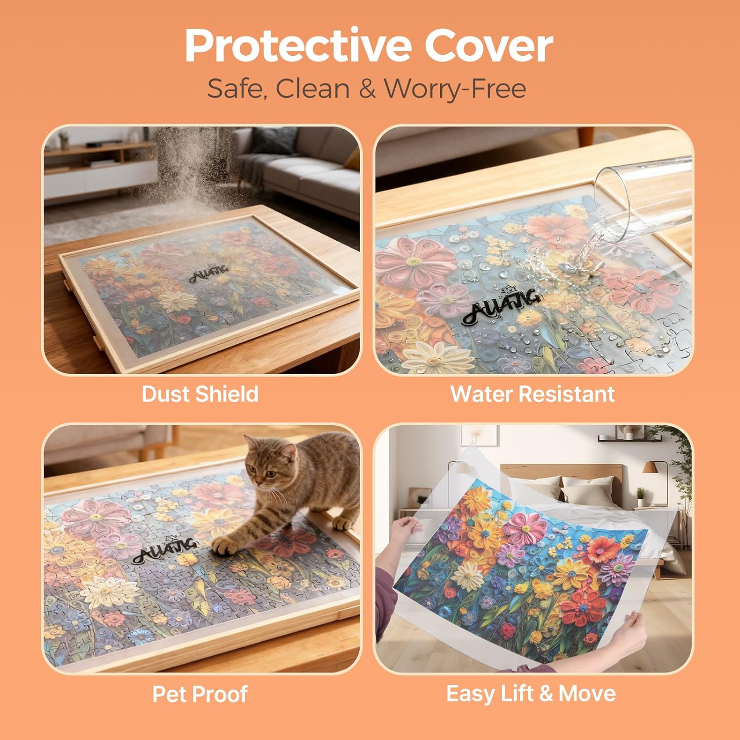 Thumbnail 3 de ALL4JIG 1500-Piece Jigsaw Puzzle Spinner Board with Drawers and Cover – Portable Wood Puzzle Table 25 x 34 inches
