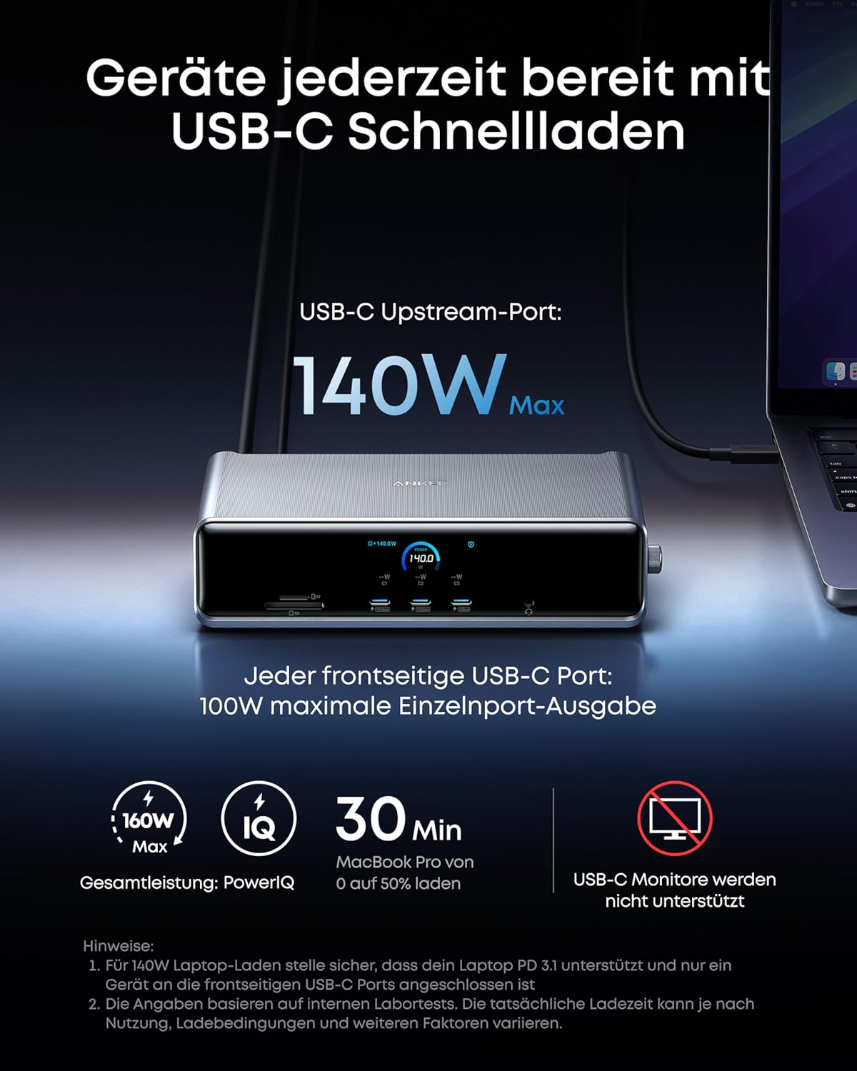 Detalle 2 de Anker Prime Docking Station 140W für Triple-Display