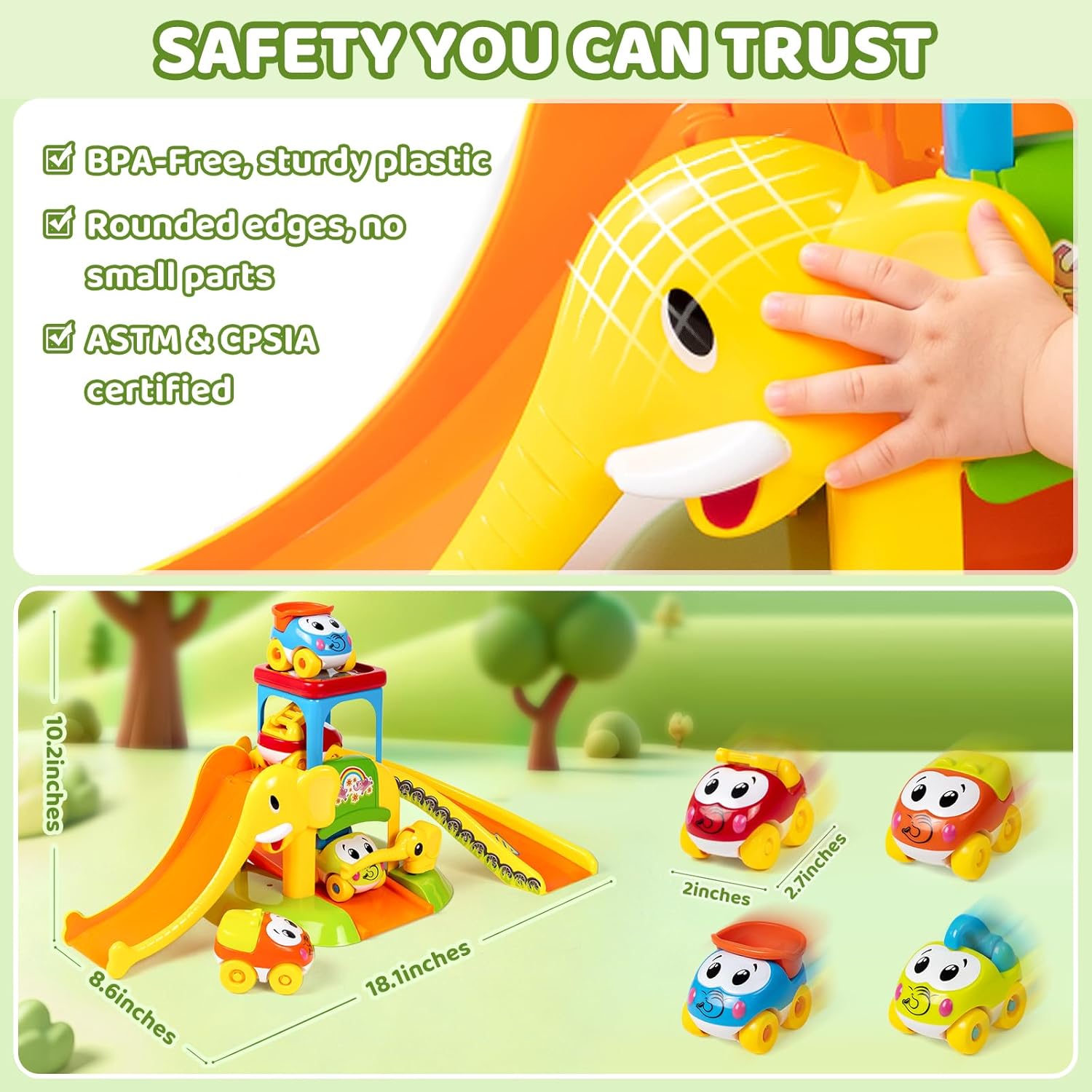 Thumbnail 4 de Marstone Toddler Elephant Slide Toy 12-18M
