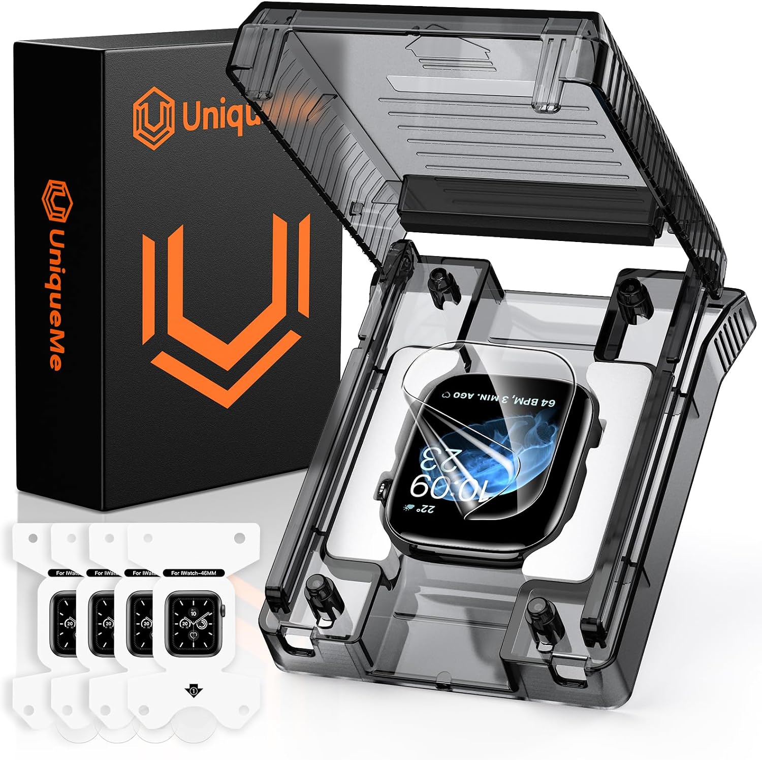 Detalle de UniqueMe Displayschutzfolie für Apple Watch 46 mm (4 Stück) – HD TPU mit einfacher Montage