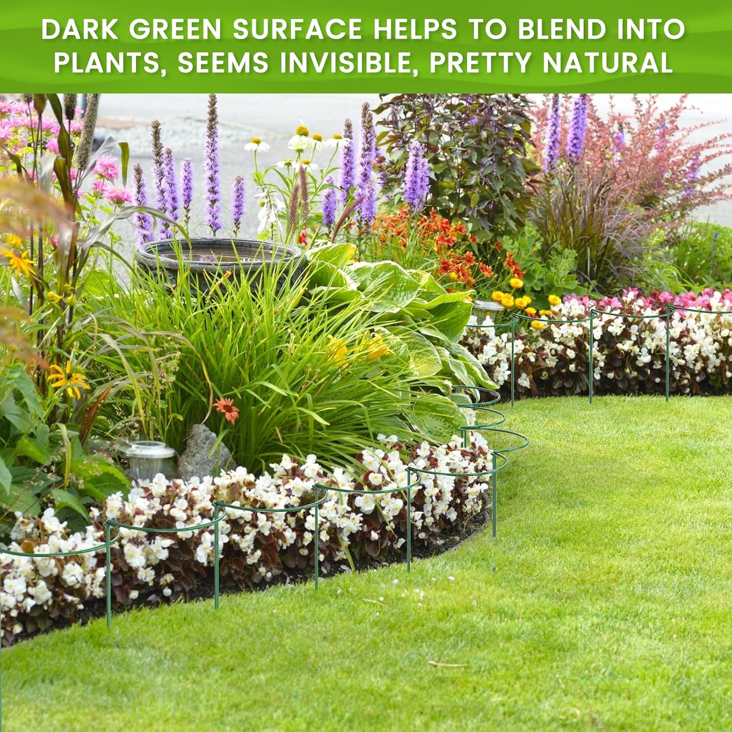 Detalle de LyTaispuly 8 PCS 60cm High Plant Support Stakes – Strong Green Half-Round Rings with Self-Watering Spikes