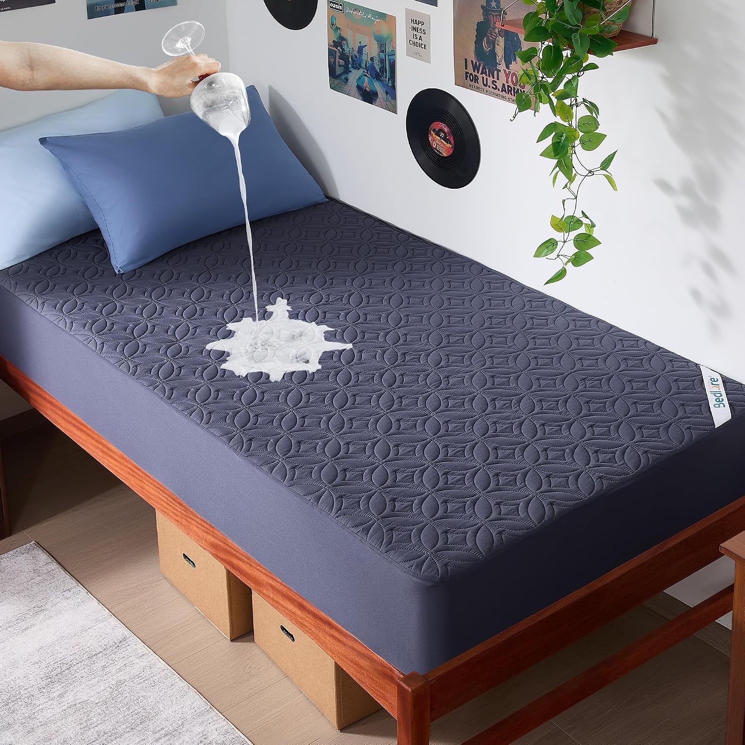 Thumbnail 6 de BEDLORE Protège-Matelas 160x200 Imperméable en Microfibre Douce avec TPU Amélioré – Bleu