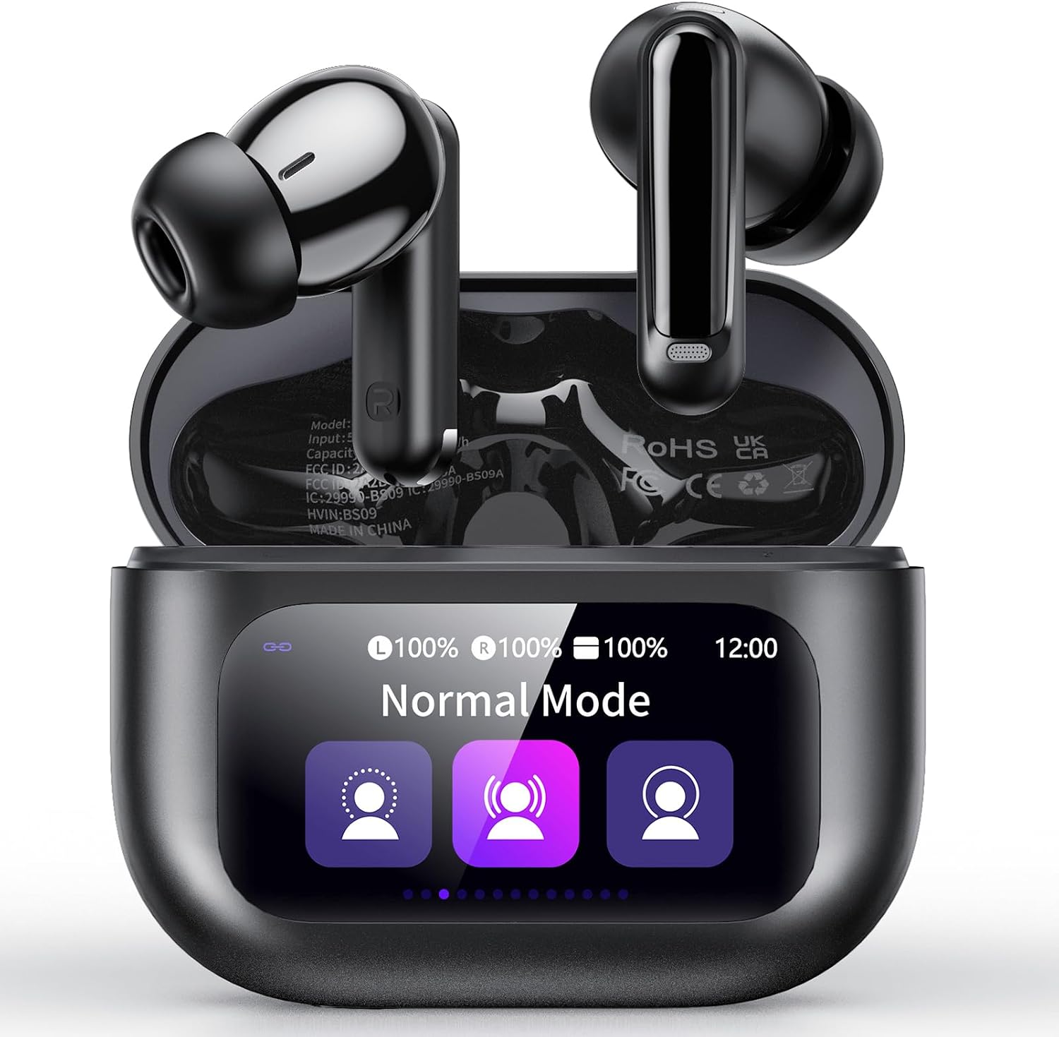 Detalle de Touchscreen Bluetooth Kopfhörer 2026 – In Ear, ANC+ENC, IPX7, 48 Std, 5 EQ-Modi, Tiefschwarz