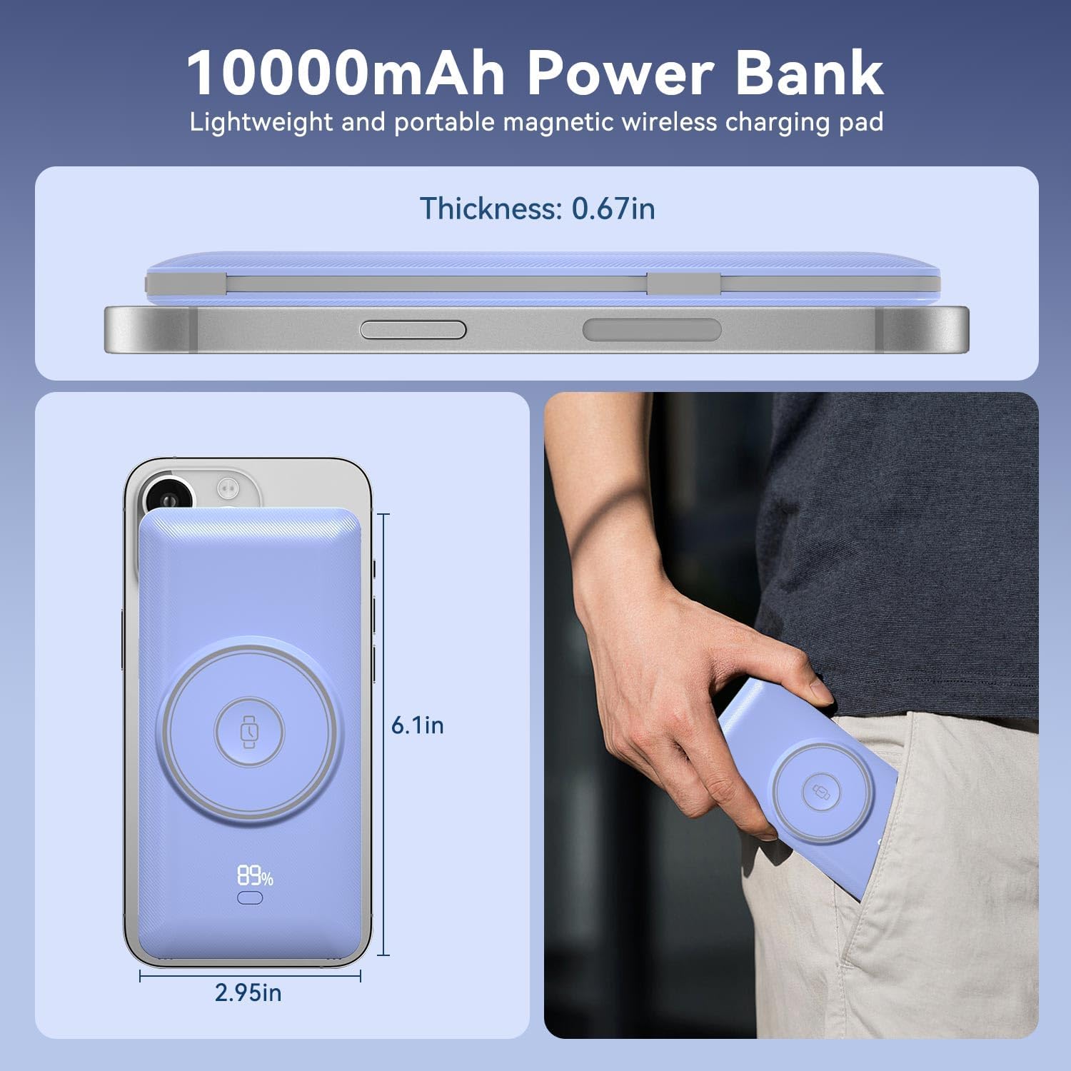 Detalle de LUCKYFELLOW PB180W 10,000mAh Wireless Power Bank with Built-In Cables