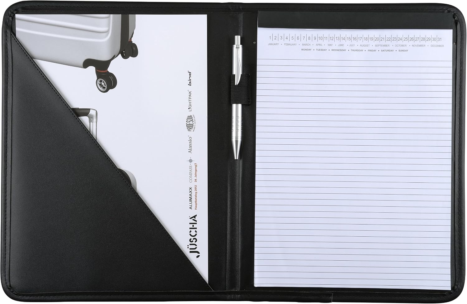 Detalle de Alassio Savona 30099 A4 Writing Case in Black Finetouch Imitation Leather