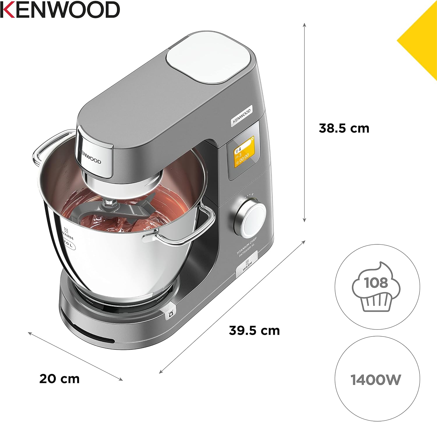 Thumbnail 6 de Kenwood Titanium Chef Patissier XL KWL90.034SI – Küchenmaschine mit integrierter Waage und 7 l Wärme-Schüssel