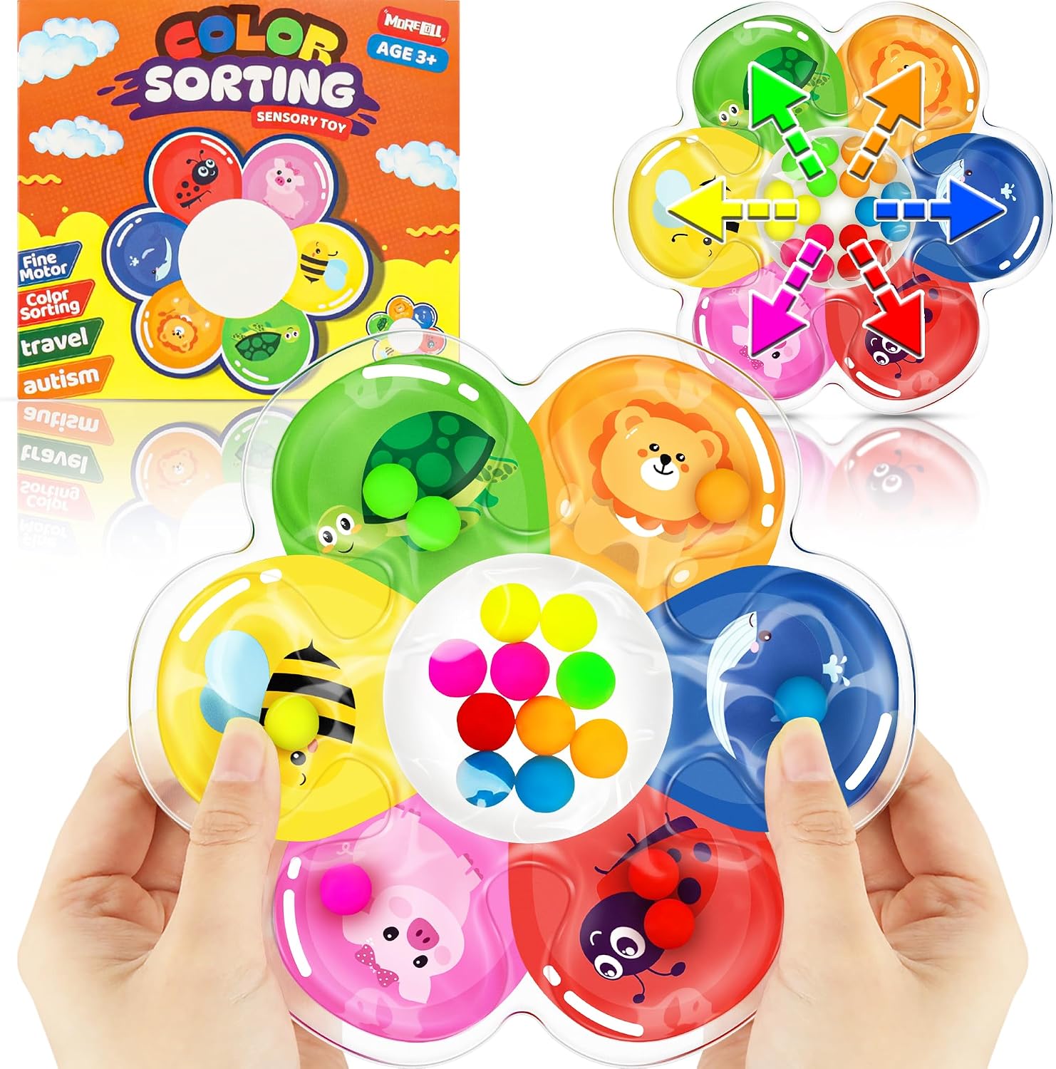 Detalle de MORECOLL Color Sorting Sensory Toy for Toddlers & Kids – Calming, Fine Motor & Colour Matching