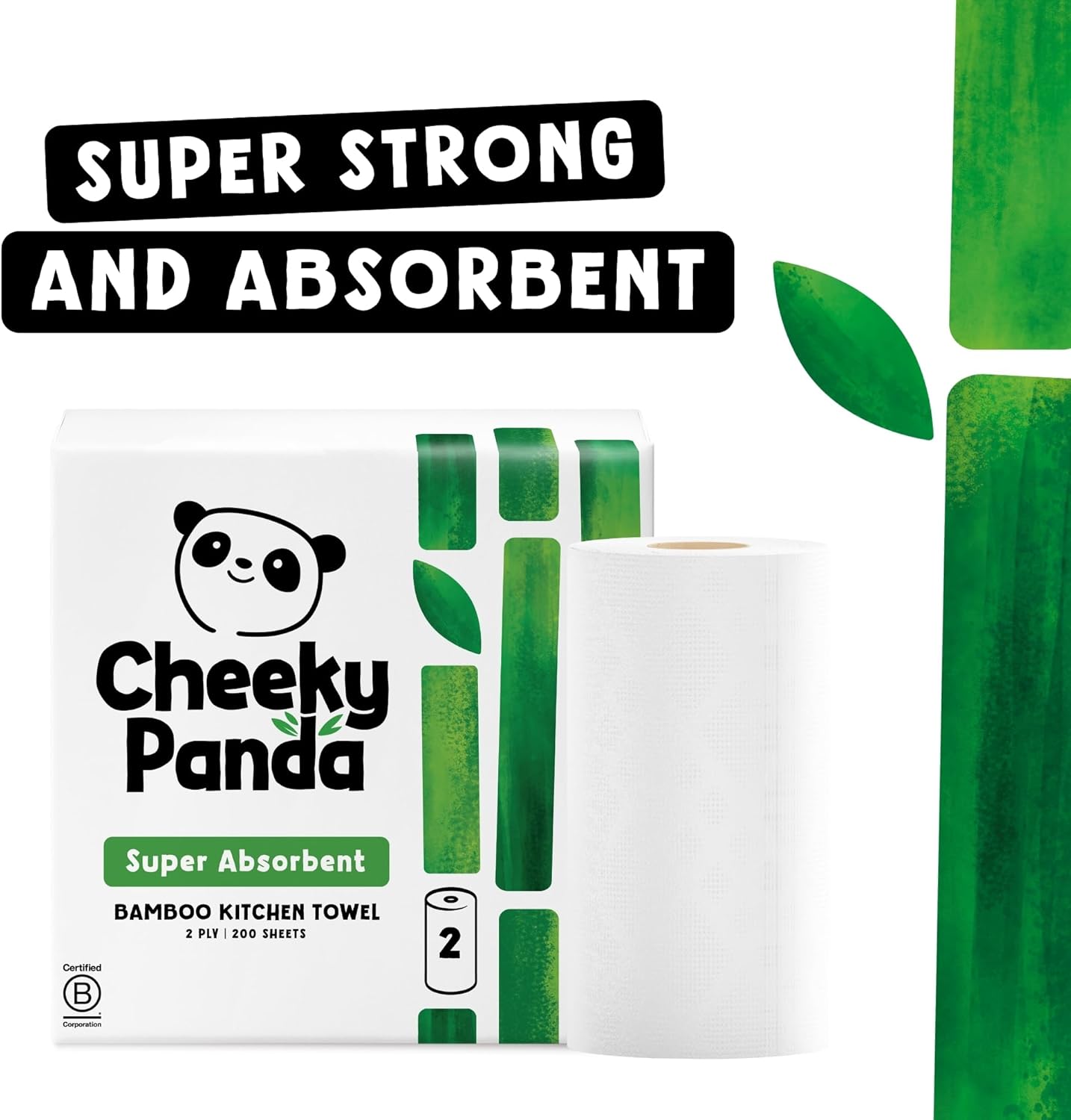Thumbnail 6 de The Cheeky Panda Bamboo Kitchen Roll (10 rolls) – 1000 super strong sheets, plastic-free