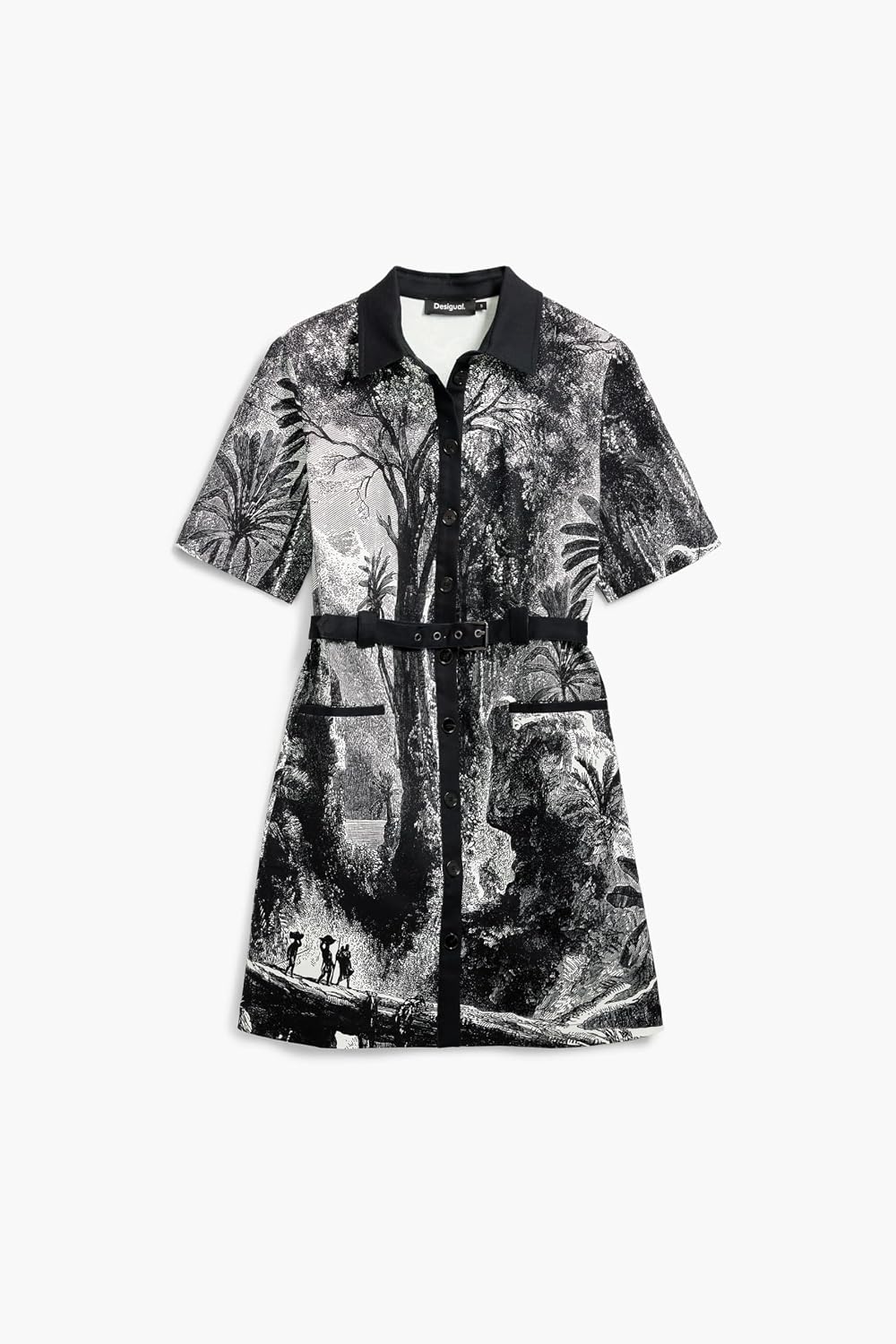 Detalle de Desigual vestito casual donna 25swvw96: stile arty, taglio corto e colletto da camicia