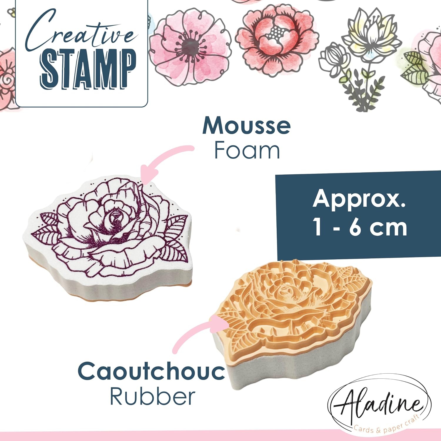 Detalle 2 de Aladine 31 Stempel-Set Blumen – Stempelkit für Karten, Scrapbooking und Bullet Journal