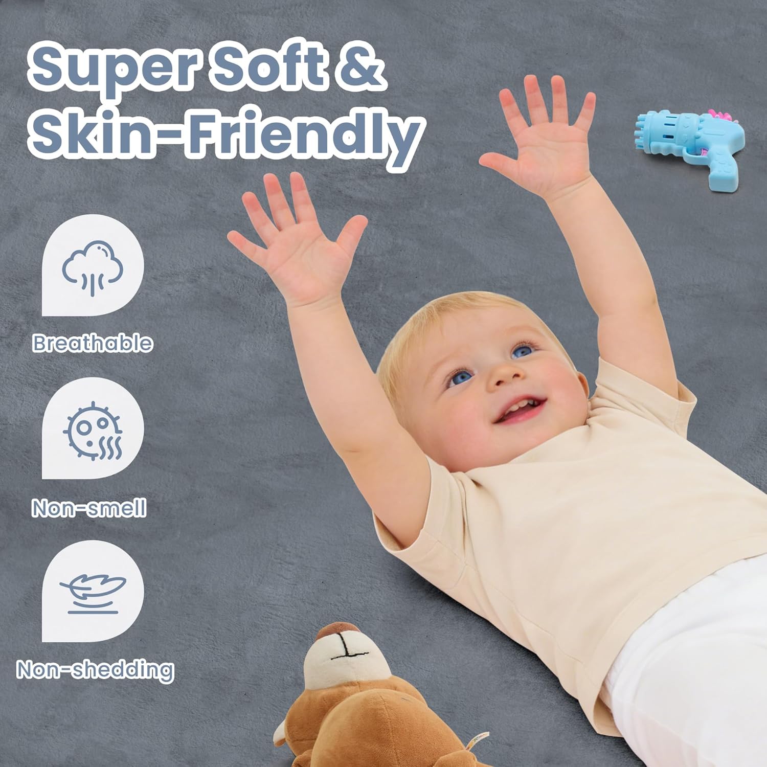 Thumbnail 2 de ACOMOPACK 1.3" Thick Baby Play Mat for Floor 59x71 – Water-Repellent, Non-Slip Memory Foam, Grey