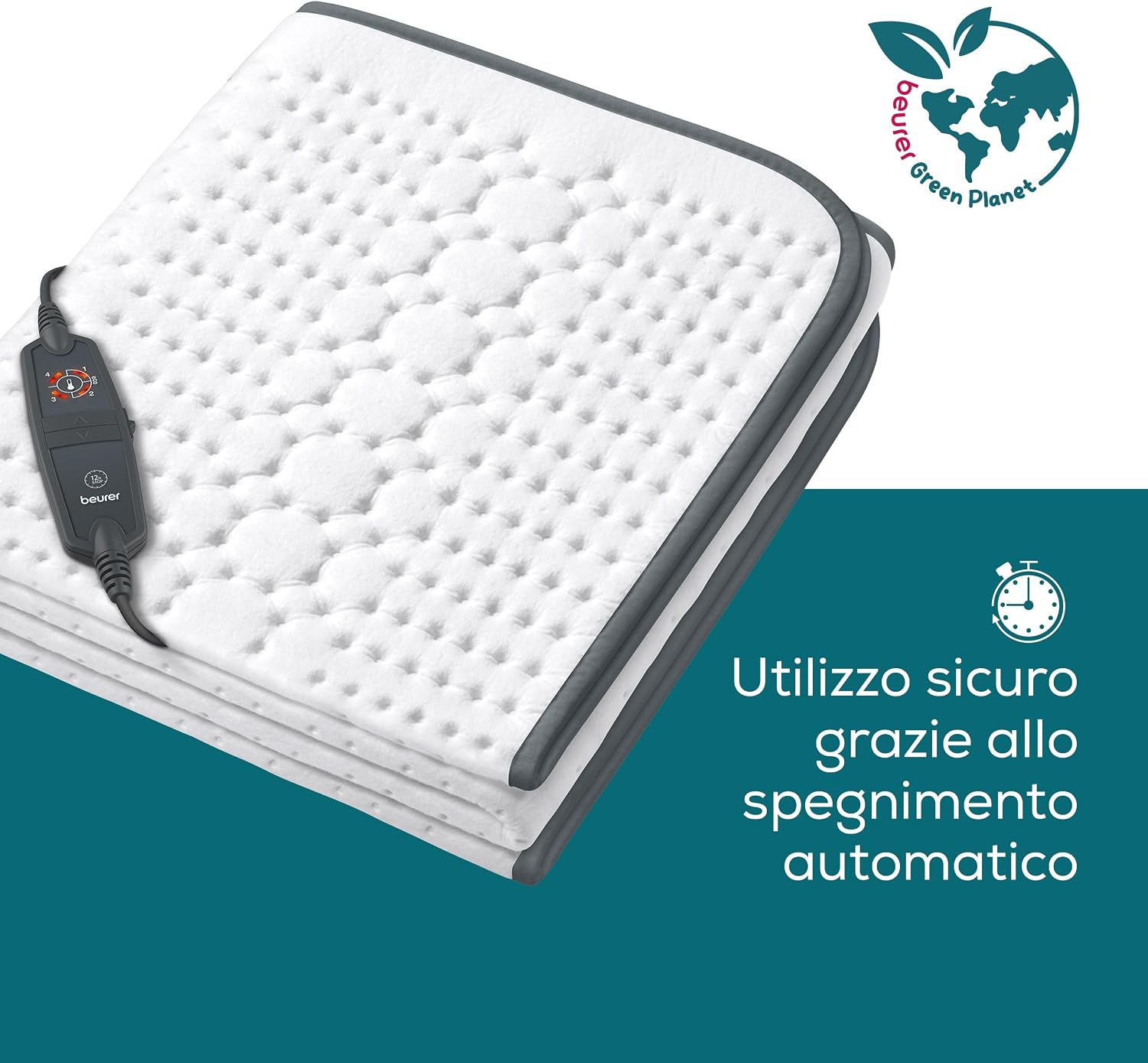 Detalle 2 de Beurer Scaldaletto UB 60 Green Planet coprimaterasso termico 4 livelli 🌡