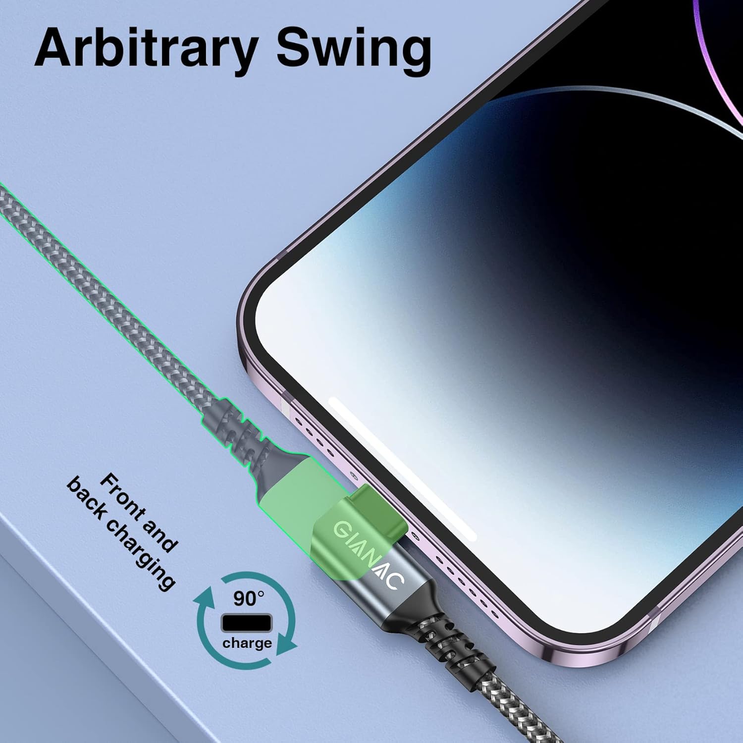 Thumbnail 3 de GIANAC 100W USB-C auf USB-C Kabel (3 m, 90°) mit E-Mark für PD 3.0 bis 5A